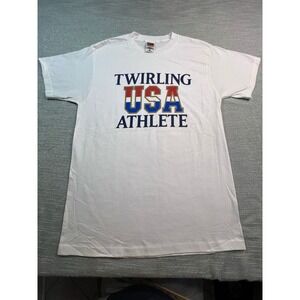 Twirling USA Athlete Fruit of the Loom T-Shirt White Cotton Men Medium